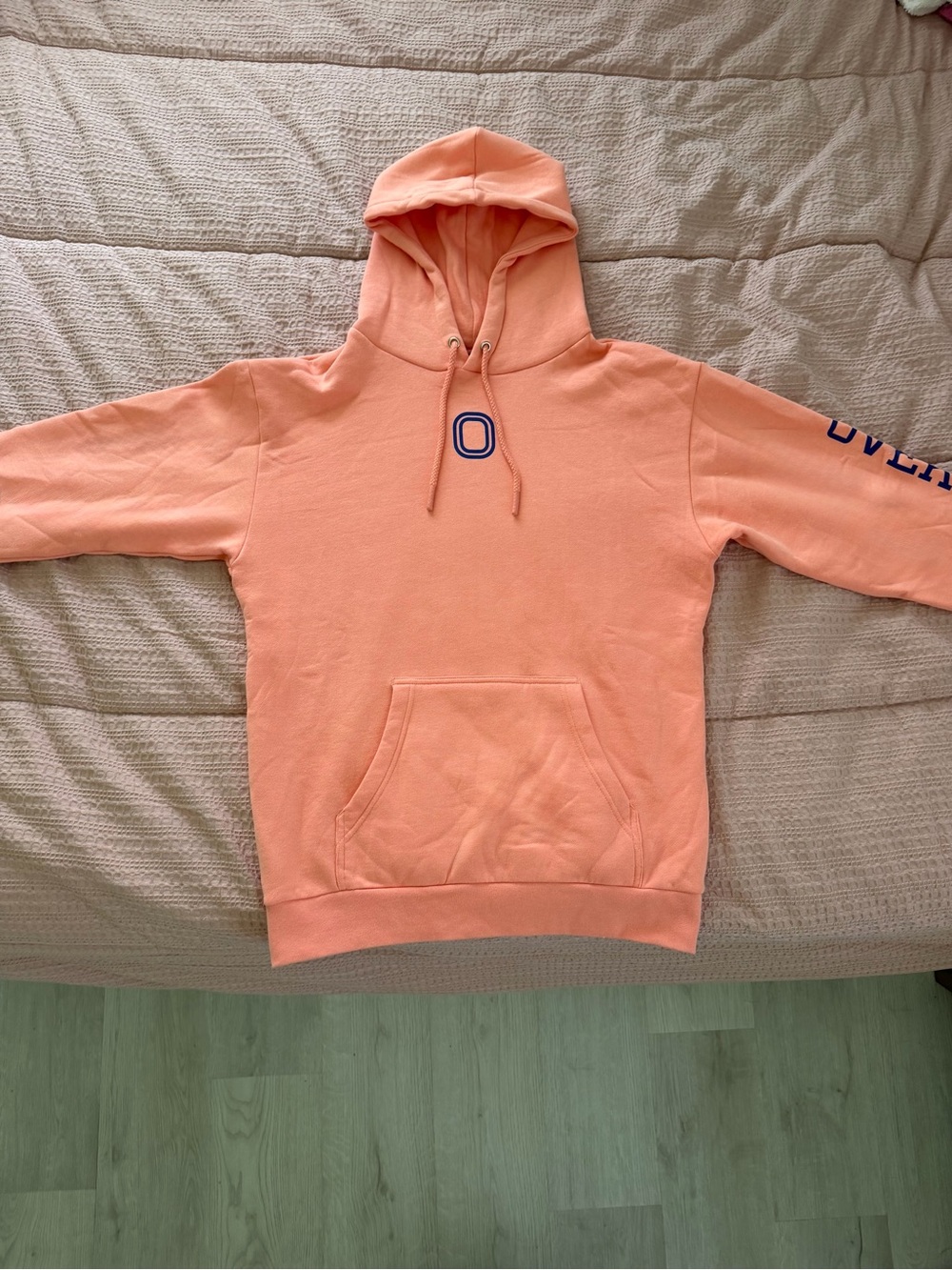 Men's Peach Hooded Pullover Sweatshirt with Chest 'O' Accent